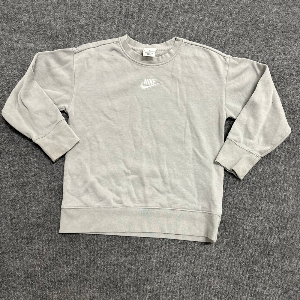 Nike Sweatshirt Womens Size S Gray Fleece Crewneck Pullover Embroidered Logo